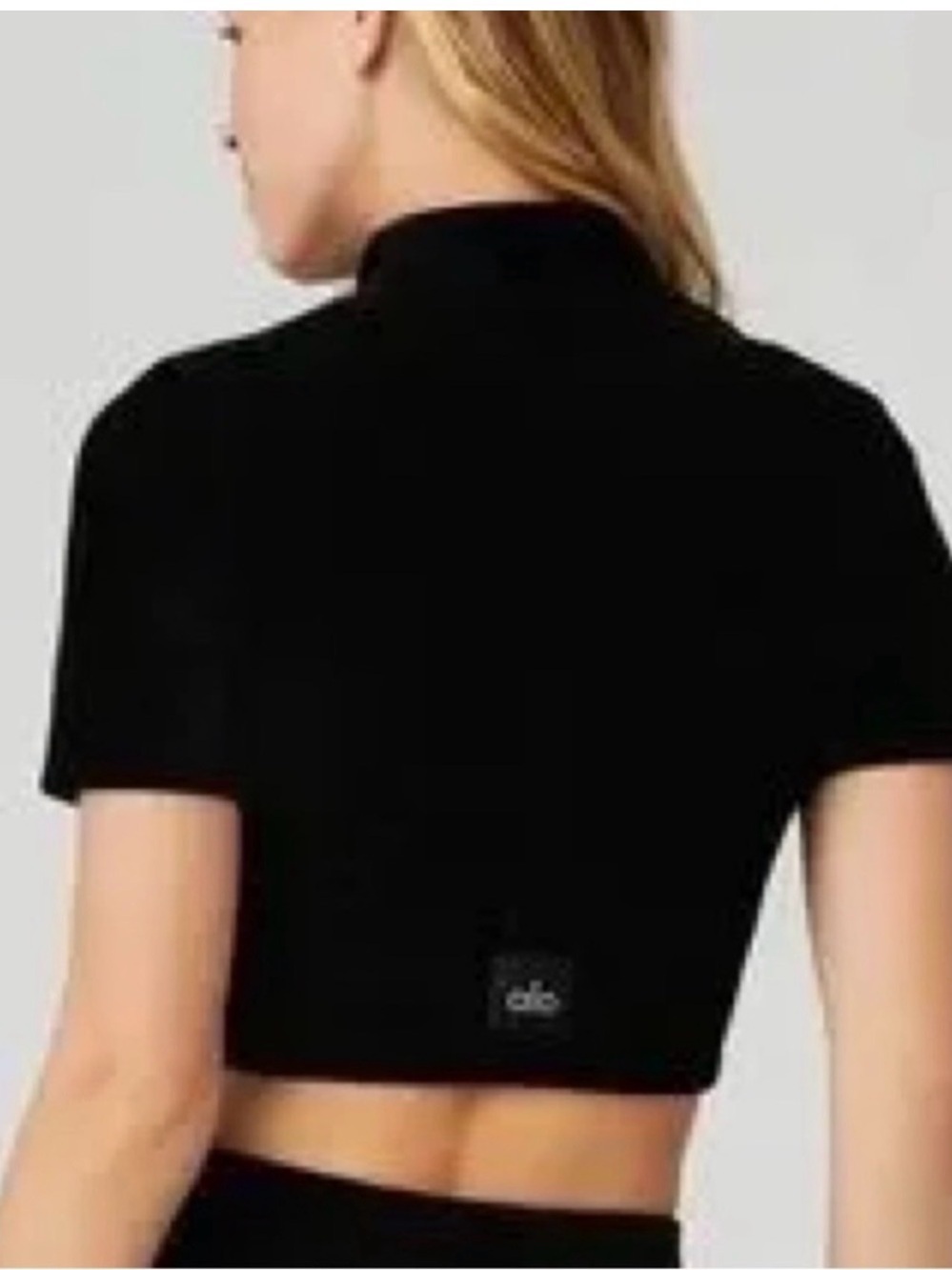 ALO Yoga Black Cropped Short Sleeve Top